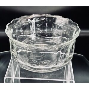 Vintage Heavy Clear Glass Serving Bowl W Scalloped Rim 5 1/2 in‎